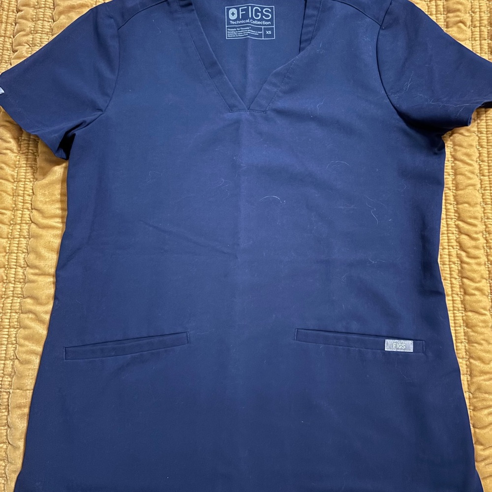 Figs Deep Blue V-Neck Scrub Top